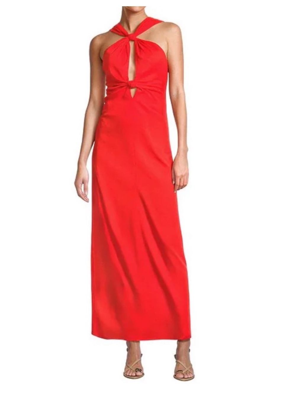 NWT Antonio Melani Bronwyn Linen Blend Halter Neck Sleeveless A-Line Maxi Dress